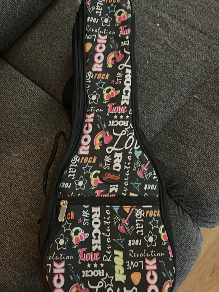 Printed Rock Pattern GuitarUkulele Gig Bag  Black With Multicolor Graphics
